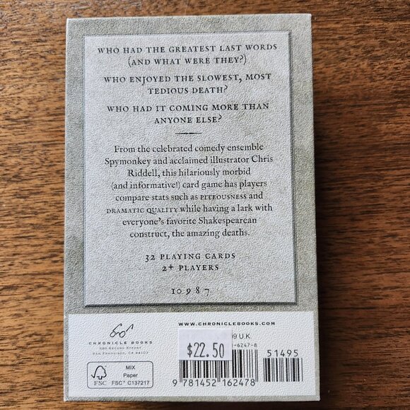 Great Shakespearean Deaths: Card Game (2016) COMPLETE Spymonkey Chronicle Books - Picture 3 of 6